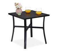 Relaxdays Mesa Jardín Cuadrada, Mesita Exerior Balcón y Terraza, para 4 Personas, de Acero, 46 x 46 cm Aprox., Negro
