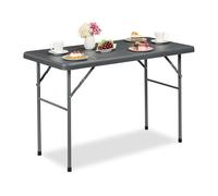 Relaxdays Mesa de jardín plegable efecto ratán negro,gris