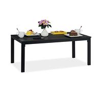 Relaxdays Mesa de jardín rectangular efecto madera negro