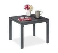 Relaxdays Mesa Jardín Rectangular, Efecto Madera, Mesilla Balcón, Terraza, Patio, 39 x 98 x 48 cm, Mesita Porche, Gris