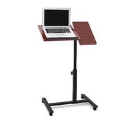Relaxdays Mesa Ordenador Portátil, Altura Ajustable, Soporte Laptop, Ruedas, Giratoria, Inclinable, 95x60x40,5cm, Marrón