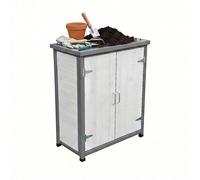 Relaxdays Mesa para plantas con armario blanco,plata,gris