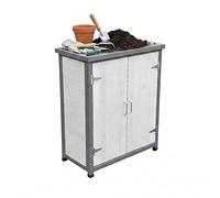 Relaxdays Mesa para Plantas con Armario inferio, Madera, encimera galvanizada, 90x75x40 cm, Blanco/Gris