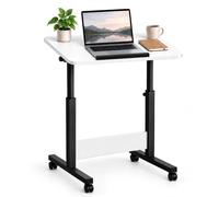 Relaxdays Mesa para portátil Regulable, 67-90 cm, inclinable, Negro/Blanco | ruedas, en C, sofá/cama, escritorio de pie