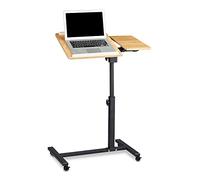 Relaxdays - Mesa para portatiles con Altura Ajustable, Madera (MDF) y Metal (Acero), 95 x 60 x 40 cm, 4 Ruedas y Frenos, 2 Tacos Antideslizantes en la Superficie, Color Roble (Amarillo)