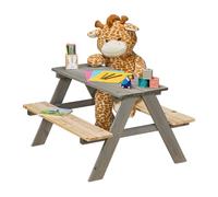 Relaxdays Mesa de pícnic infantil de madera marrón claro,gris