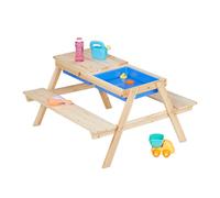 Relaxdays Mesa pícnic infantil bandejas para jugar azul,marrón claro