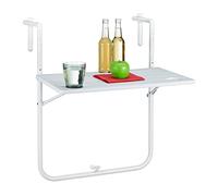 Relaxdays Mesa plegable balcón efecto madera blanco