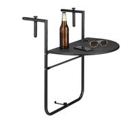 Relaxdays Mesa plegable de balcón colgante BASTIAN negro