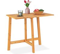 Relaxdays Mesa plegable rectangular de madera marrón claro