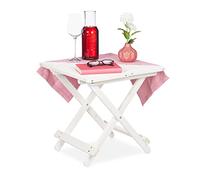 Relaxdays Mesa plegable pequeña madera blanca blanco