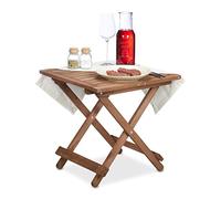 Relaxdays Mesa Plegable Madera, Mesita Auxiliar, Salón, Balcón o Terraza, Portátil, Estable, 50x50x50 cm, Marrón Oscuro