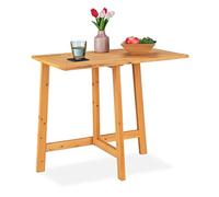 Relaxdays Mesa plegable rectangular de madera marrón claro