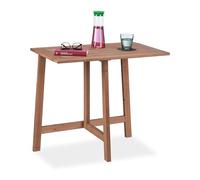 Relaxdays Mesa Plegable, Madera, Mesita Rectangular Terraza, Exterior, Balcón y Jardín, de Pared, 73x80x50 cm, Marrón