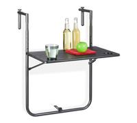 Relaxdays Mesa plegable para colgar en el balcón negro