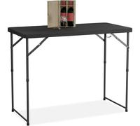 Relaxdays Mesa jardín plegable altura regulable negro