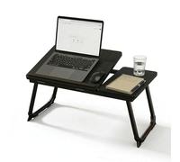 Relaxdays Mesa Plegable para portátil en Cama y sofá, Efecto Madera, Altura Regulable, Metal, Negro 23.5x56x33 cm