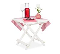 Relaxdays Mesa plegable pequeña madera blanca blanco