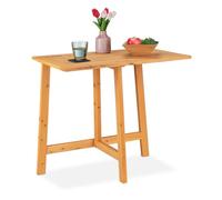 Relaxdays Mesa plegable rectangular de madera marrón claro