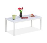 Relaxdays Mesa rectangular de jardín blanco