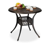 Relaxdays Mesa terraza antigua agujero sombrilla oro,negro