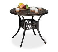 Relaxdays Mesa terraza antigua agujero sombrilla oro,negro