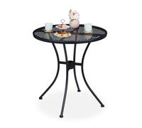 Relaxdays Mesa terraza con agujero sombrilla negra negro