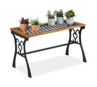 Relaxdays Mesa terraza rectangular verde oscuro,marrón claro,negro