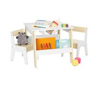 Relaxdays Mesa y sillas infantiles beige,blanco