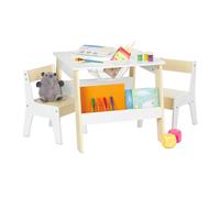 Relaxdays Mesa y sillas infantiles beige,blanco