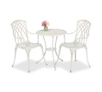 Relaxdays Set de mesa y sillas de terraza blanco,cobre