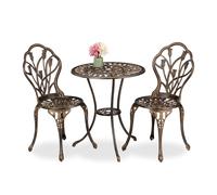 Relaxdays Set de mesa y sillas de terraza cobre,negro