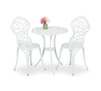 Relaxdays Set de mesa y sillas de terraza blanco