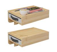 Relaxdays Mesita de Noche Ajustable, 2 Unidades, bambú, 14 x 37 x 26,5 cm, con cajón, Colgante, Natural