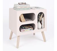 Relaxdays Mesita de Noche escandinava Retro, Blanco/Natural | 45x45x35 cm con estante abierto mesa auxiliar dormitorio