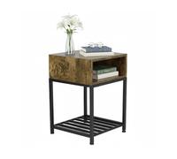 Relaxdays Mesita de noche industrial con estante marrón oscuro,negro
