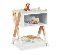 Relaxdays Mesita de Noche Infantil, Abierta, 42 x 34 x 30 cm, Mueble Niños, Patas Cruzadas, Madera, MDF, Multicolor