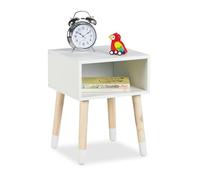 Relaxdays Mesita de noche infantil cajón abierto blanco,marrón claro