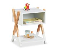 Relaxdays Mesita de noche infantil cajón abierto blanco,marrón claro