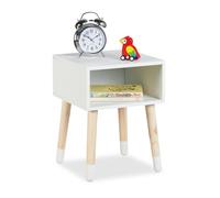 Relaxdays Mesita de noche infantil cajón abierto blanco,marrón claro