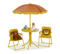 Relaxdays Mobiliario infantil de jardín amarillo,marrón claro