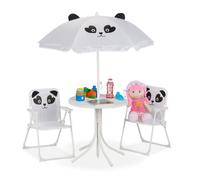Relaxdays Mobiliario infantil de jardín blanco,negro