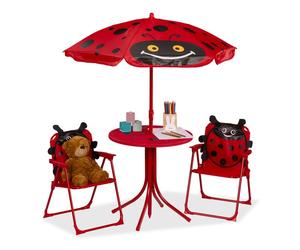 Relaxdays Mobiliario infantil de jardín rojo,negro