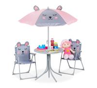 Relaxdays Mobiliario infantil de jardín rosa,gris