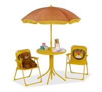 Relaxdays Mobiliario infantil de jardín amarillo,marrón claro