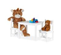 Relaxdays Mobiliario Infantil, Mesa & 2 Sillas, Moderno, Habitación Infantil, Interior, MDF, 1 Set, Blanco