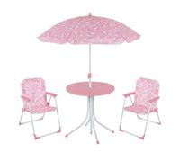 Relaxdays Mobiliario Infantil para Jardín, Sombrilla, Sillas Plegables, Mesa, Camping, 126x100x100 cm, Color a Elegir