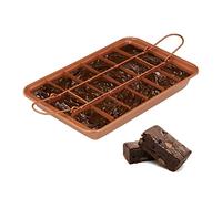 Relaxdays Molde Brownie, Base Extraíble, Antiadherente, Bandeja Bizcocho para 18 Trozos Precortados, de Acero, Marrón