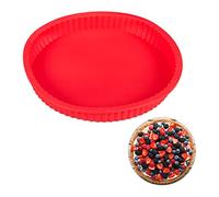 relaxdays Molde de silicona para horno, Quiche & Tarta, Redondo, Ø 25 cm, Apto para lavavajillas, Rojo