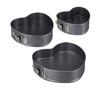 Relaxdays Set de 3 moldes con forma de corazón antracita